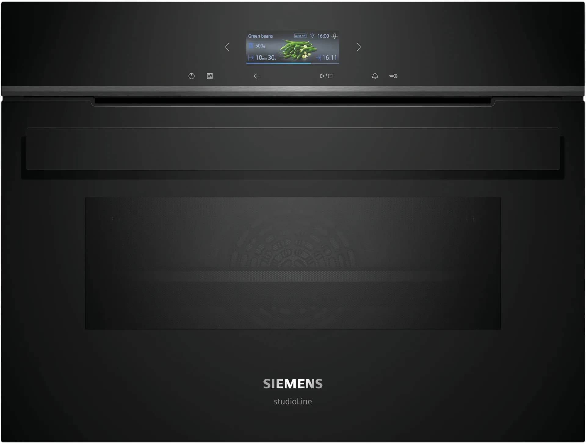 Духовой шкаф Siemens IQ700 — встраиваемая компактная духовка с микроволновой функцией, 60 x 45 см, черная, нержавеющая сталь